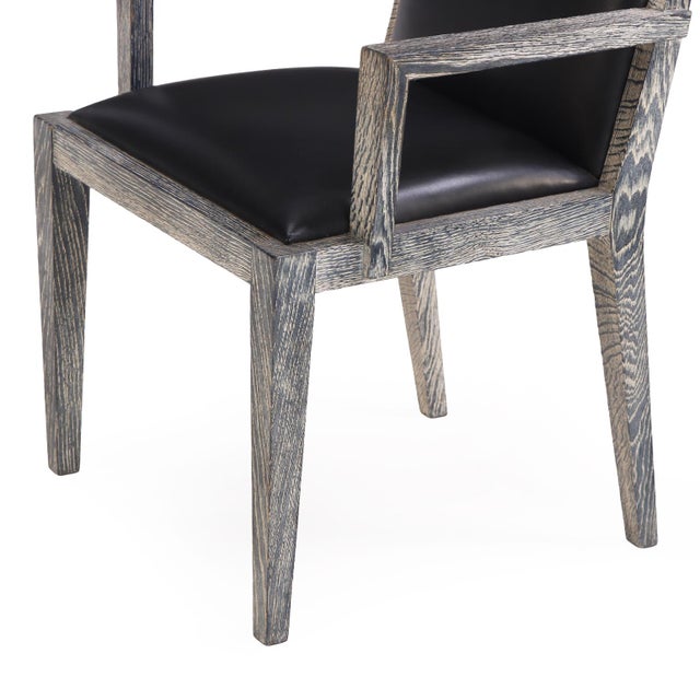 Modern A Set of Four French Cerused Oak Armchairs, C. 1975. For Sale - Image 3 of 6