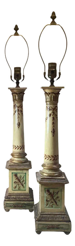 Early 19th Century Grand Tour Column Lamps - a Pair