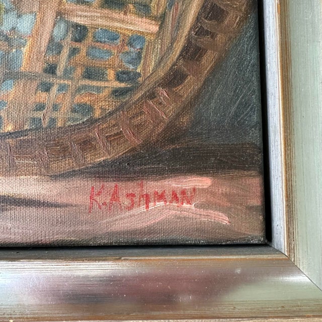 Roses and Berries in Vase Still Life Framed Oil Painting, the Weaver's Table by Artist Kristin Ashman For Sale In San Antonio - Image 6 of 10