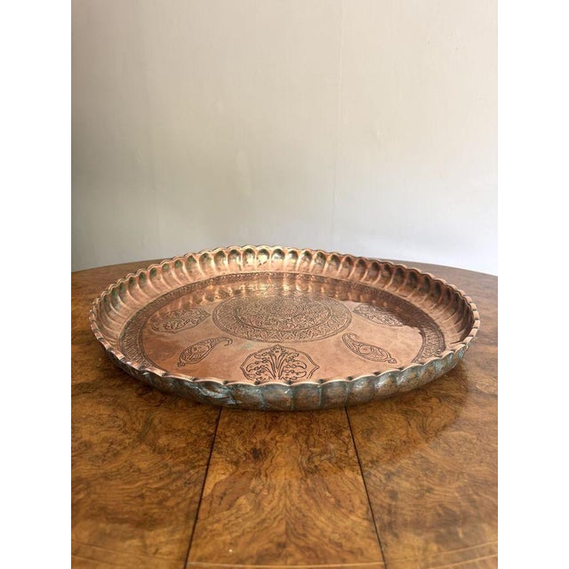 Large Circular Copper and Mixed Metal Tray, 1900s For Sale - Image 3 of 6