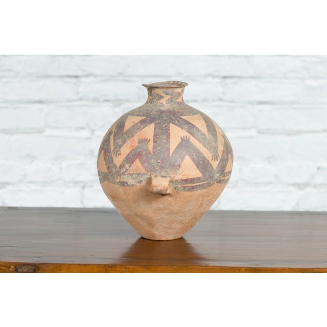 4000 BC Chinese Neolithic Period Terracotta Geometric Décor Storage Jar For Sale - Image 4 of 13