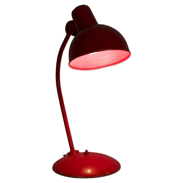 Mid-Century Red Metal Table Lamp attributed to Kaiser, 1960s, Germany from Kaiser Idell / Kaiser Leuchten For Sale - Image 12 of 12