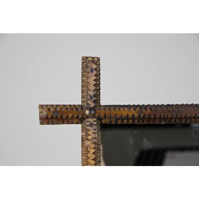 Austrian Hand-Carved Tramp Art Wall Mirror, 1870 For Sale - Image 4 of 13