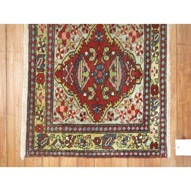 Traditional Jewel Tone Fine Quality Antique Persian Malayer Narrow Horizontal Woven Rug - 1'7" x 4'3" For Sale - Image 3 of 6