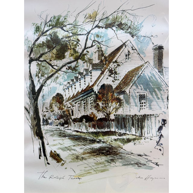 Framed Watercolor Art Print of the Raleigh Tavern by John Haymson For Sale - Image 4 of 9