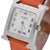 Hermès Vintage Hermes Heure H 30mm Steel White Dial Orange Swift Strap Quartz Watch For Sale - Image 4 of 7