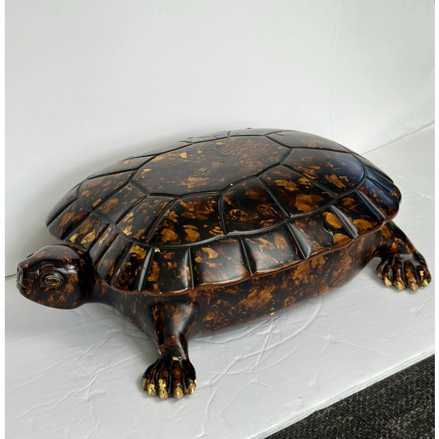 1990s 1990s Sculptural Wood & Tortoiseshell Lacquer Turtle Box For Sale - Image 5 of 10