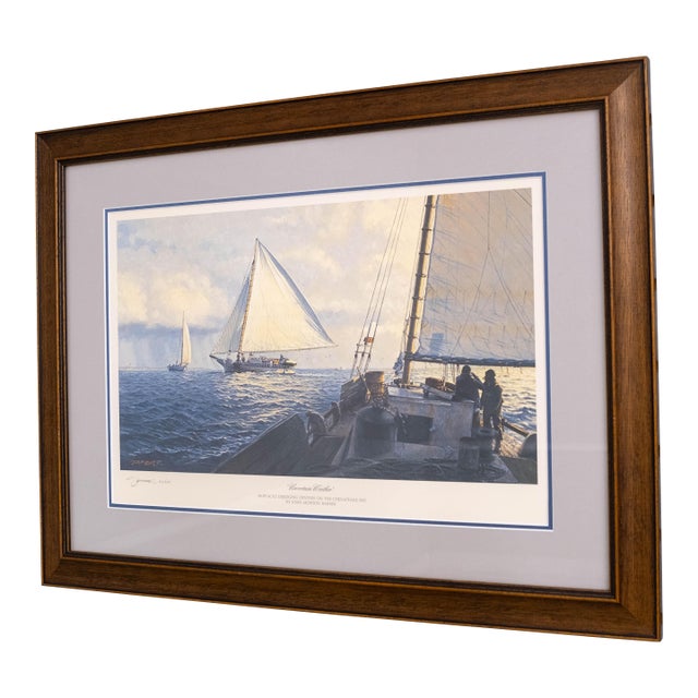 "Uncertain Weather" Sailboats Painting Print Signed John M Barber Numbered For Sale