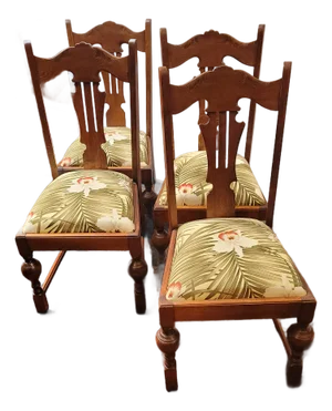 Antique 1930s French Renaissance English Tudor Set of 4 Oak Chairs Very Well Built Dining Chairs