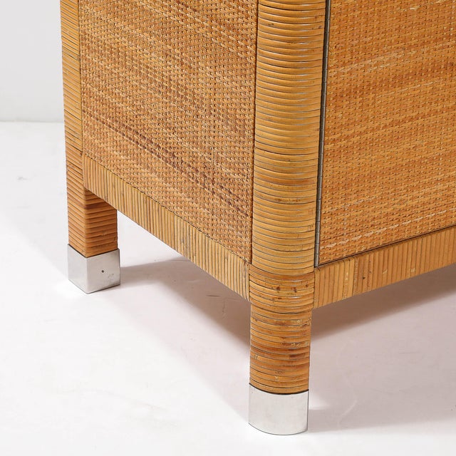 Mid-Century Modern Rattan & Bamboo Wrapped Nightstands Signed Bielecky Brothers For Sale - Image 10 of 12