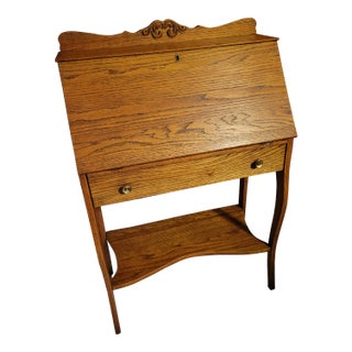 Larkin Co Antique Tiger Oak Secretary Desk For Sale