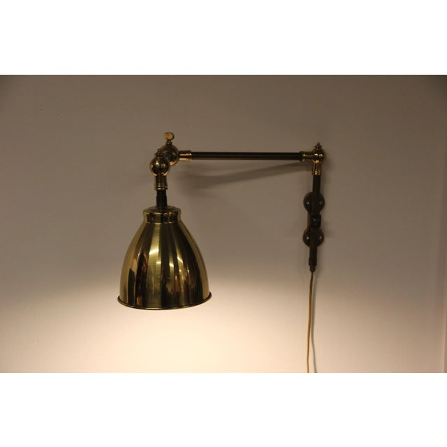 Vintage Brass and Iron Wall Lamp For Sale - Image 6 of 12