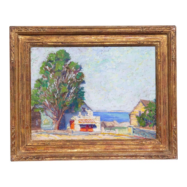 Morning at Gloucester Harbor Seascape Painting by George P Orr 1930's For Sale