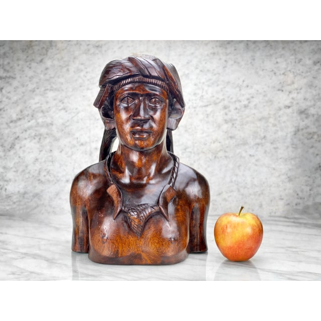 A Pair of Carved Mahogany Balinese Tribal Figural Sculptures, c. Mid 20th Century. This Pair of Monumental Sized Table...