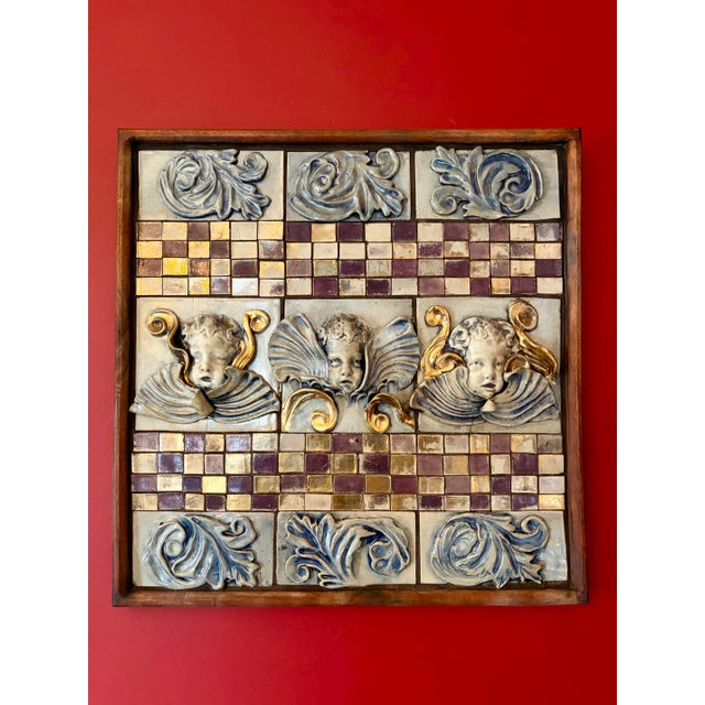 Italian Cherub Relief Mosaic Wall Panel With Acanthus Motifs - 1970s For Sale - Image 12 of 12