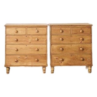 Matched Pair 19th Century English Pine Chest of Drawers (C. 1880) For Sale
