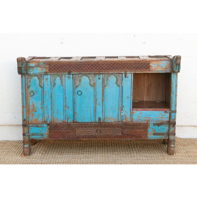Antique Turquoise Blue Damachiya Cabinet For Sale - Image 12 of 18