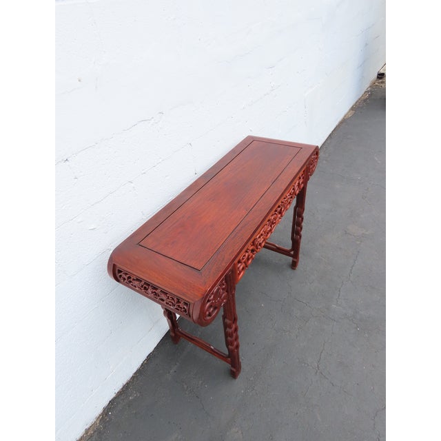 Wood Chinese High Relief Solid Wood Altar Console Entry Table With Dragons Motif 6560 For Sale - Image 7 of 18