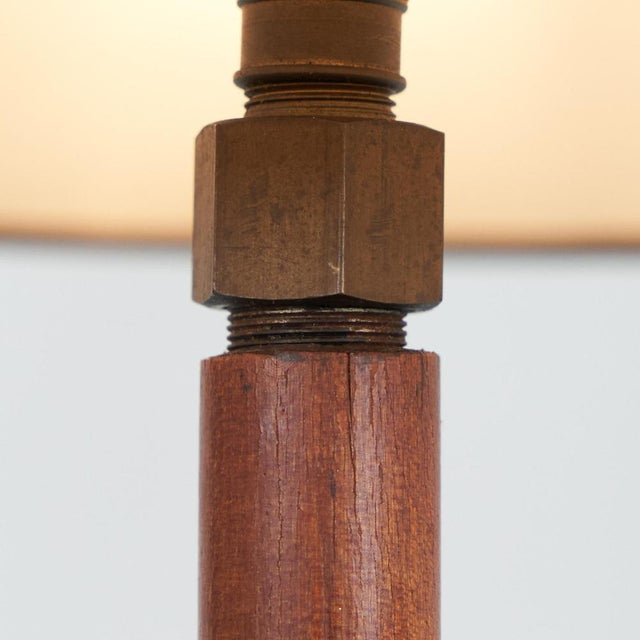 1940s Mid-Century Modern Floor Lamp in Teak and Brass, 1960s For Sale - Image 5 of 9