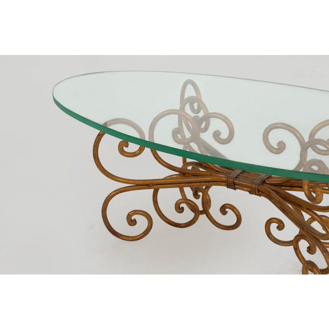 1960s Gilt Wrought Iron Coffee Table in the Style of Maison Jansen For Sale In Chicago - Image 6 of 11