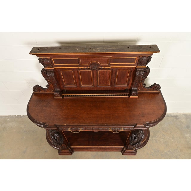 R. J. Horner Renaissance Revival Ornate Carved Oak Sideboard or Bar Cabinet, Circa 1880s For Sale - Image 13 of 17