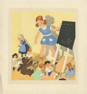 Willy Schermelé, The First Lesson, 1937, Print