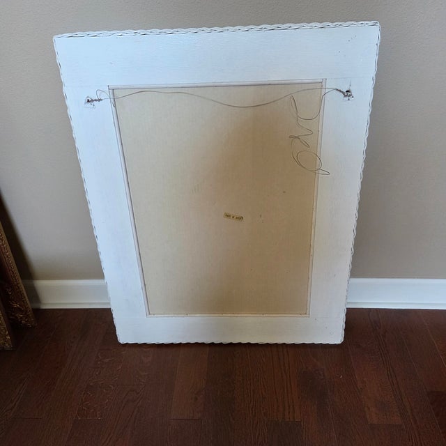 Late 20th Century White Wicker Rectangle Wall Mirror For Sale - Image 4 of 4