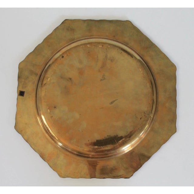 Mid 20th Century Vintage Brass Plate W/ Faux Bamboo Edge For Sale - Image 5 of 7