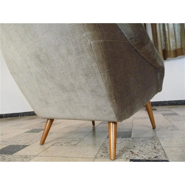 Italian Mohair Velvet Highback Chair, 1950s For Sale - Image 10 of 18