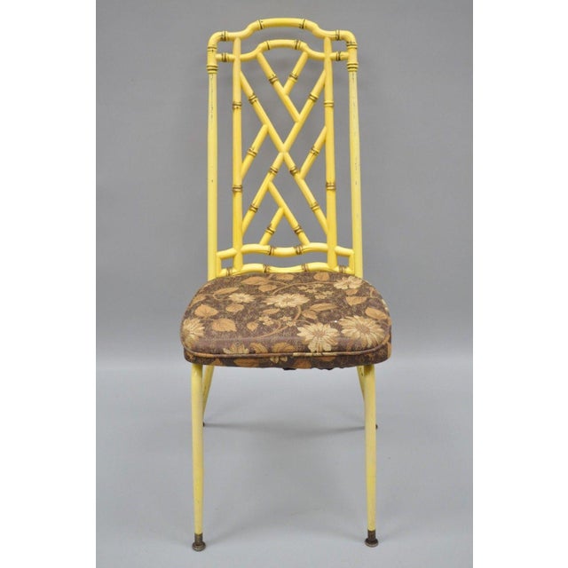 Yellow Hollywood Regency Metal Faux Bamboo Dining Chair Chairish