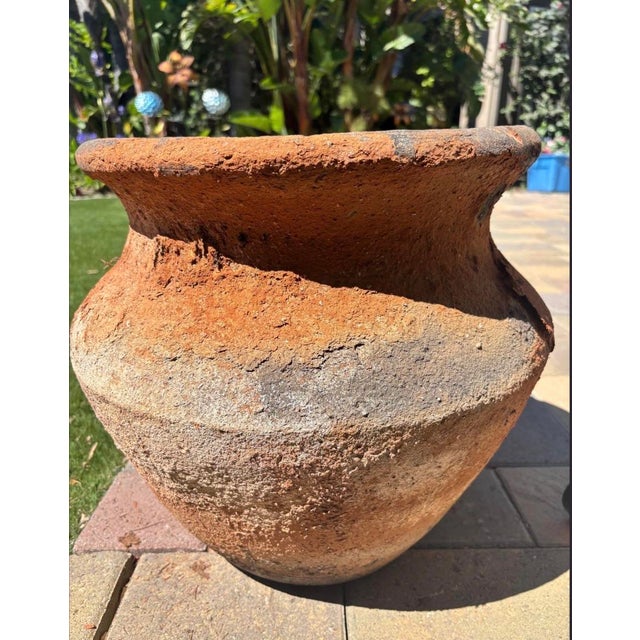 Terra Cotta Vintage Mediterranean Terracotta Garden Planter With Applied Handles & Aged Patina For Sale - Image 8 of 12