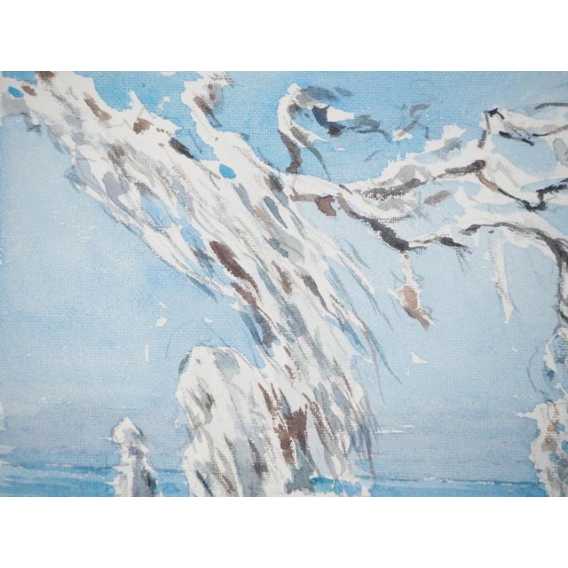 René Leverd, Snow-covered branches, Watercolor For Sale - Image 5 of 9