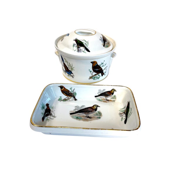 Early 20th Century Le Faune Birds Lourioux Fire Proof French Porcelain Casseroles - Set of 4 For Sale - Image 17 of 18
