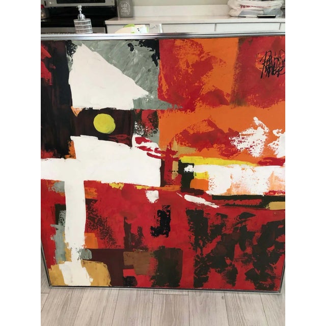Lee Reynolds 1970s Large Abstract Oil on Canvas by Lee Reynolds Burr for Vanguard Studios For Sale - Image 4 of 11