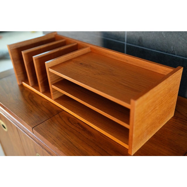 1960s MCM Teak Desk Organizer Designed by by Georg Petersens for Pedersen and Hansen Made in Denmark. For Sale - Image 5 of 10