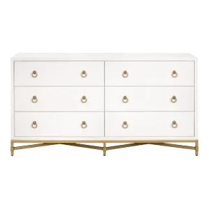 Strand Faux Shagreen 6-Drawer Double Dresser, Pearl Shagreen