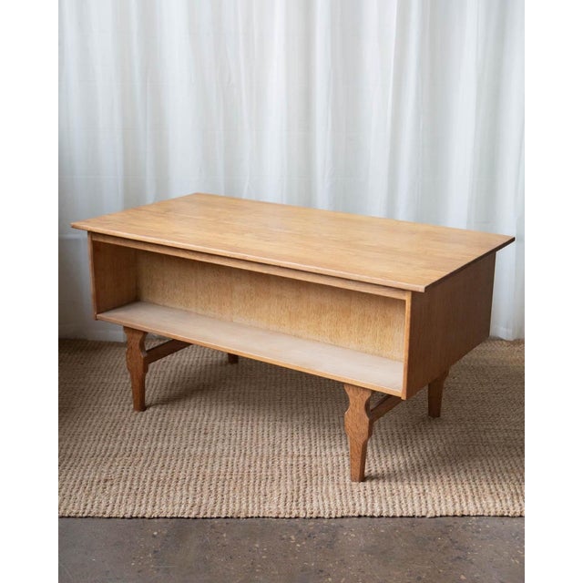 Wood 1970s Attributed to Henning Kjaernulf Danish Modern Oak Double Sided Writing Desk For Sale - Image 7 of 12