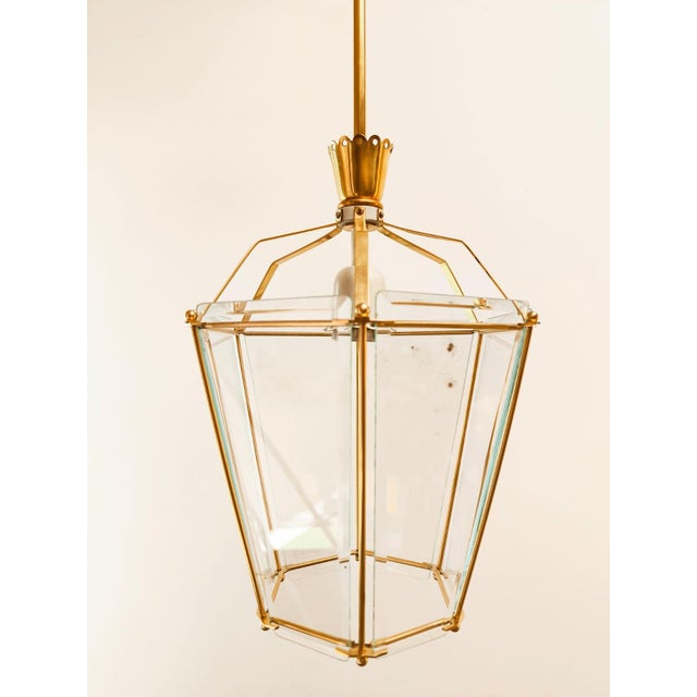 Brass and Clear Glass Lantern For Sale - Image 6 of 18