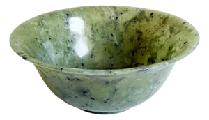 Chinese Spinach Jade Bowl, Mid 20th Century