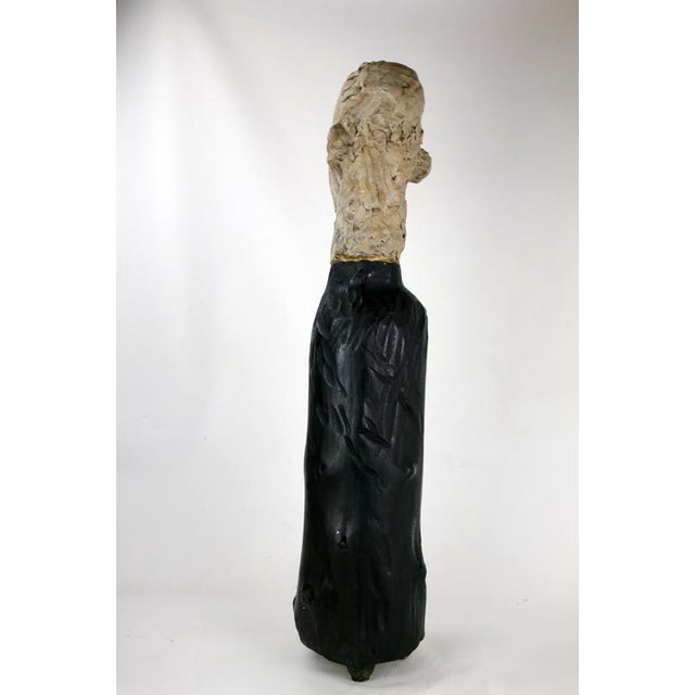 Figurative Mixed Media Bust Sculpture in Ceramic Oxides and Carved Fir by Óscar Aldonza Torres, 2021 For Sale - Image 10 of 16