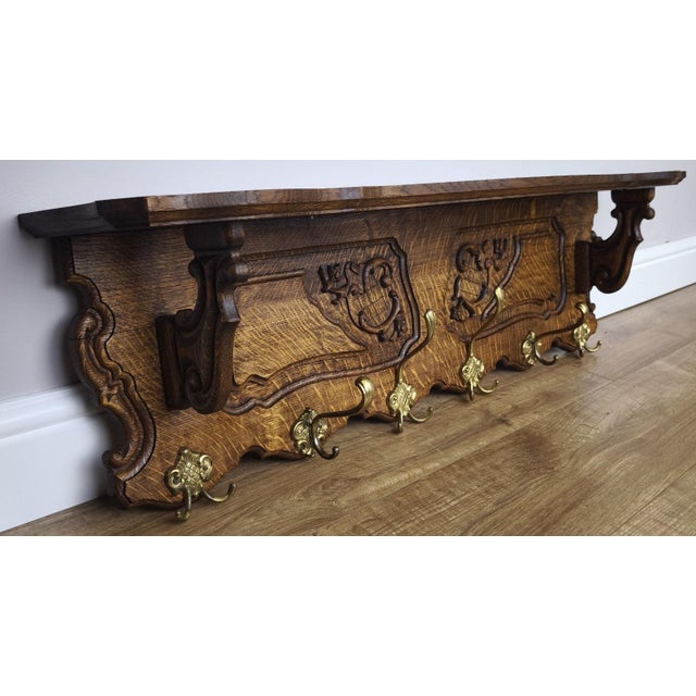 Vintage French Coat Rack in Oak For Sale - Image 10 of 10