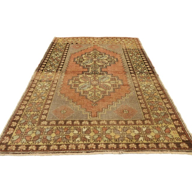 20th Century Turkish Oushak Accent Rug - 3′7″ × 6′3″ For Sale - Image 4 of 9