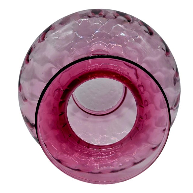 Late 20th Century Vintage Pilgrim Optic Plum Candle Vase - Upside Down Design - 5.5" Hand Blown For Sale - Image 5 of 7