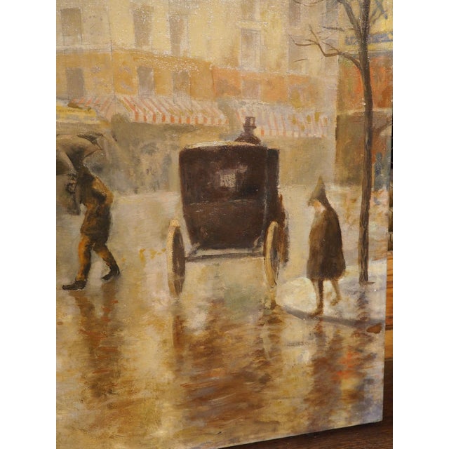 Antique Parisian Street Scene Oil on Canvas Painting of Porte Saint-Martin, 1913 For Sale - Image 13 of 16
