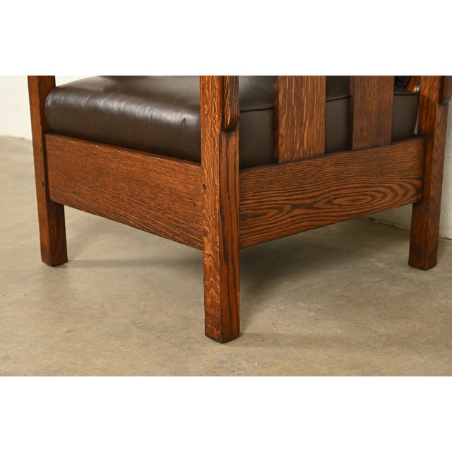 Lifetime Furniture Antique Mission Oak Arts & Crafts Reclining Morris Lounge Chair, Circa 1910 For Sale - Image 10 of 15