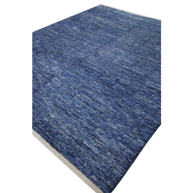 Early 21st Century 21st Century Modern Moroccan Style Wool Rug in Blue Design 9'5" X 11'6" For Sale - Image 5 of 8