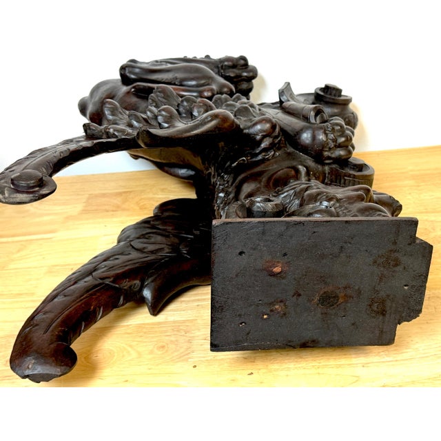 Large Pair Carved Mahogany Heraldic Winged Griffins, Atrib. R.J. Horner For Sale - Image 12 of 12