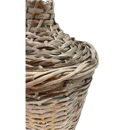 Antique Basket Covered Green Glass Bottle For Sale - Image 4 of 4