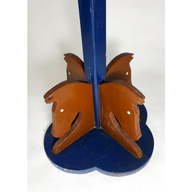 Royal Blue Folk Art Children's Coat Rack For Sale - Image 8 of 11