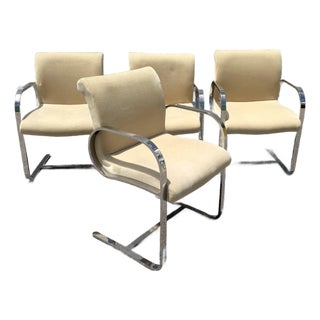 Mid Century Modern Miles Van Der Rohe Brno Style Cantilever Dining Chairs - Set of 4 For Sale